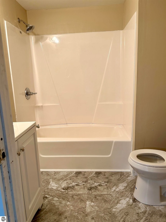 full bathroom featuring vanity, toilet, and shower / washtub combination