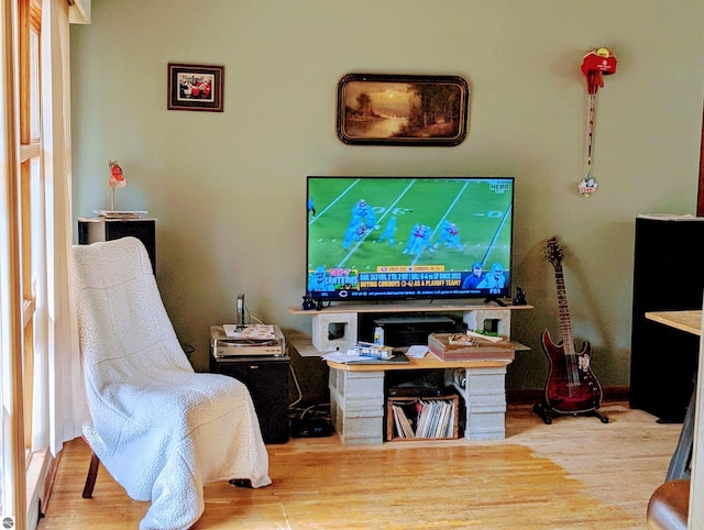 interior space with hardwood / wood-style flooring