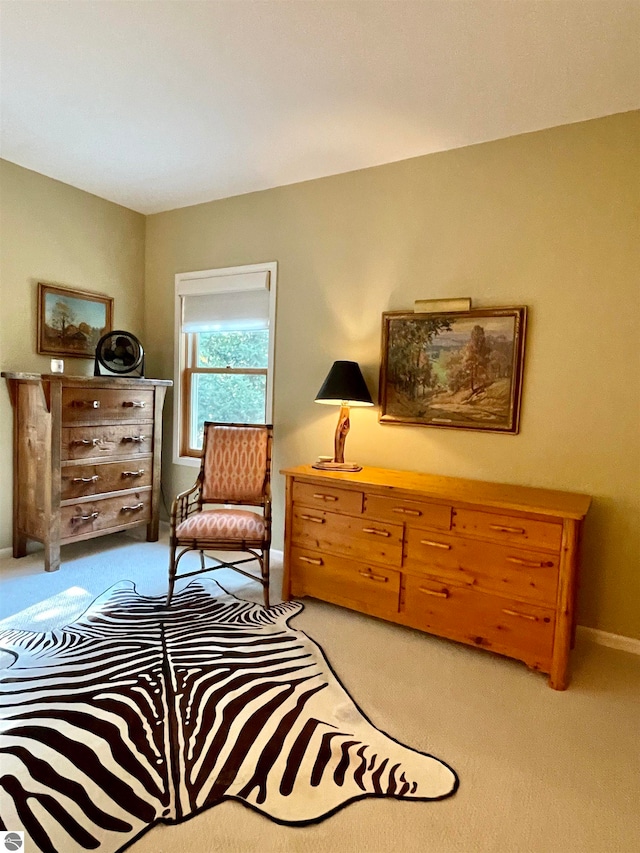 sitting room with light carpet