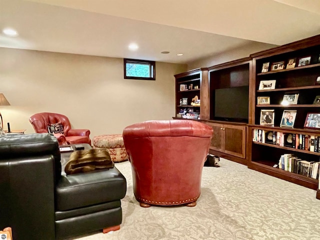 view of carpeted home theater room