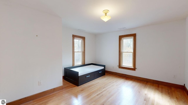 unfurnished room featuring light hardwood / wood-style flooring and plenty of natural light