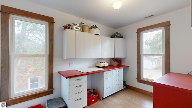 home office featuring light hardwood / wood-style floors