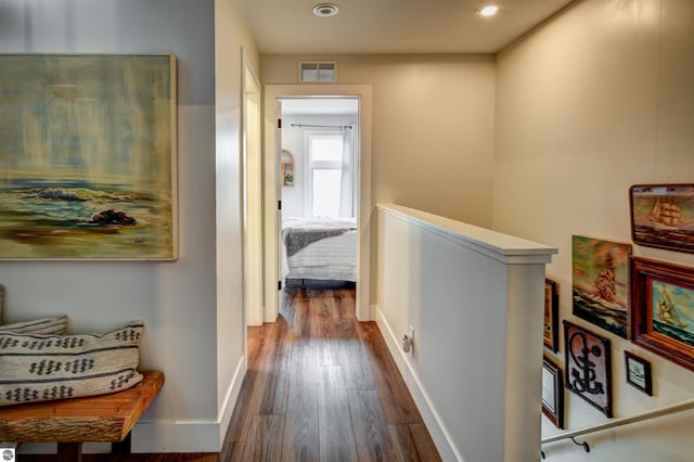 hall featuring dark hardwood / wood-style floors