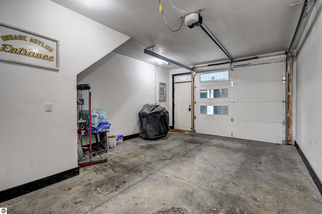 garage with a garage door opener