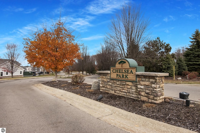 view of community sign