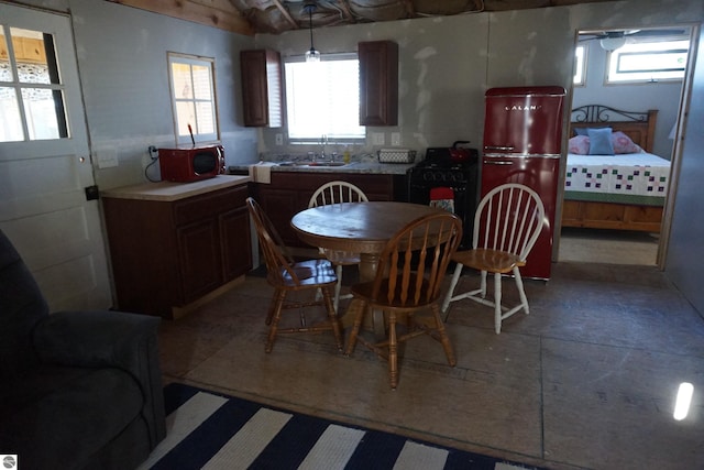 dining area with plenty of natural light and sink