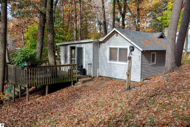 exterior space featuring a wooden deck