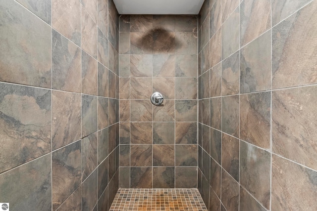 bathroom featuring a tile shower