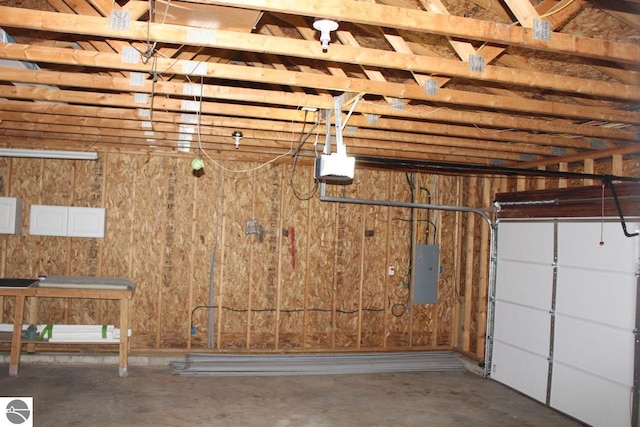 garage with electric panel