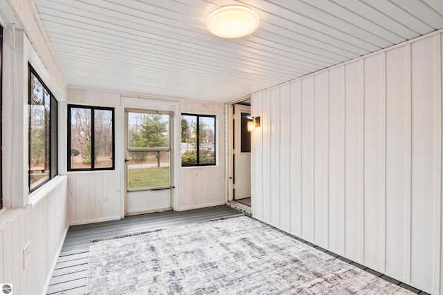 view of unfurnished sunroom