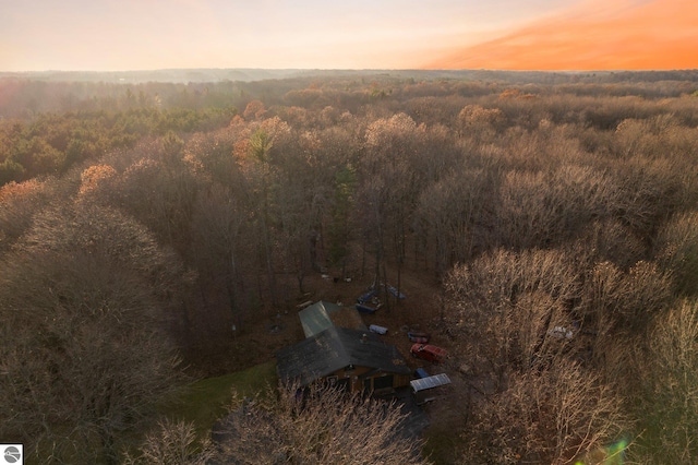 view of aerial view at dusk