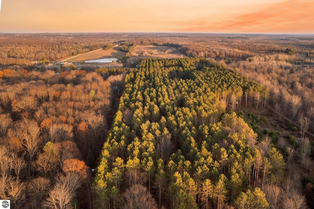 view of aerial view at dusk