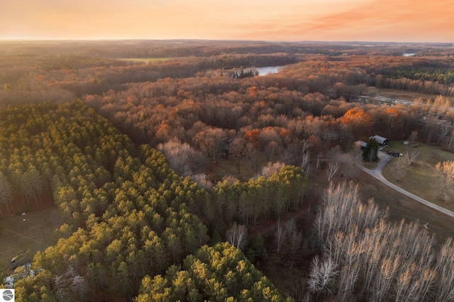 view of aerial view at dusk