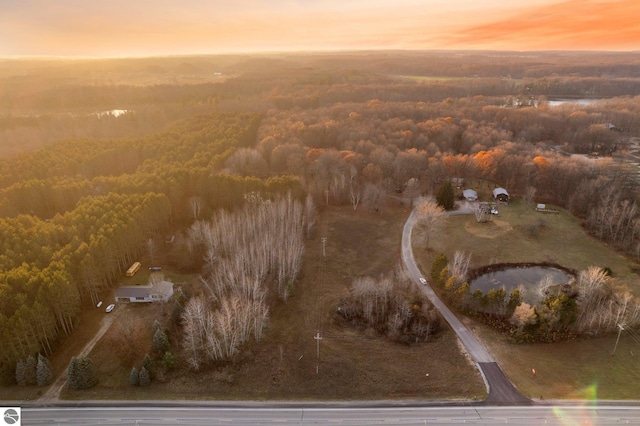 view of aerial view at dusk