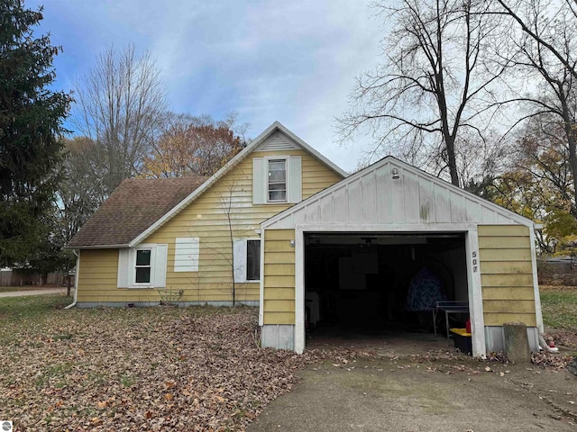 view of home's exterior with a garage