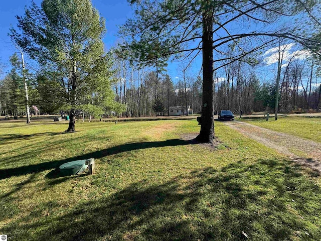 view of property's community with a lawn