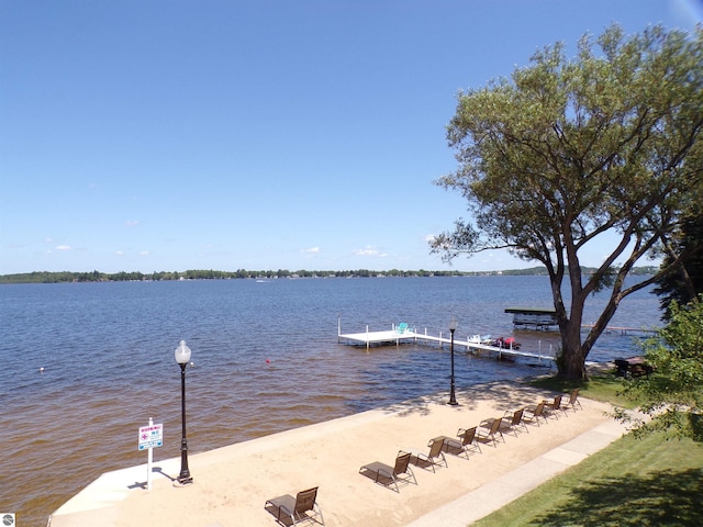 view of dock featuring a water view