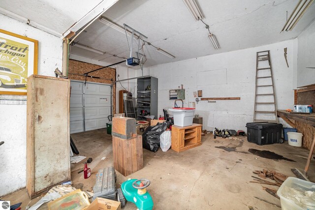 garage with a garage door opener