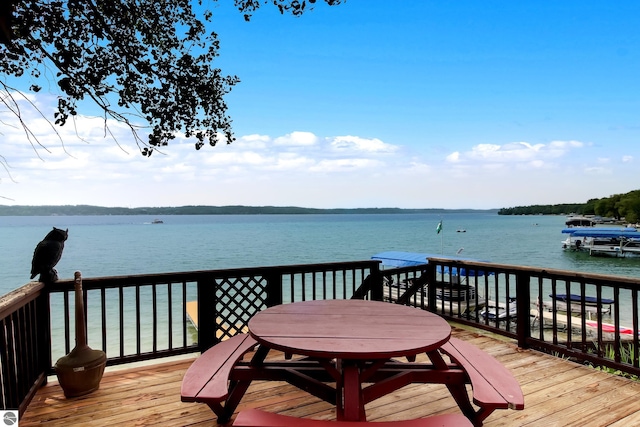 deck with a water view