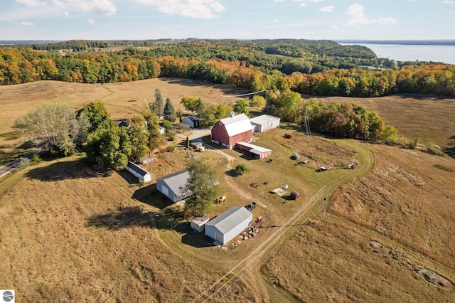 drone / aerial view featuring a rural view