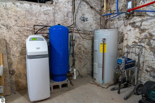 utility room featuring electric water heater