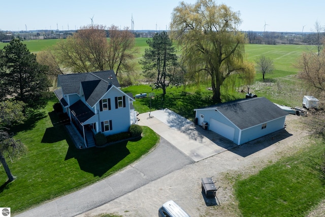 aerial view with a rural view