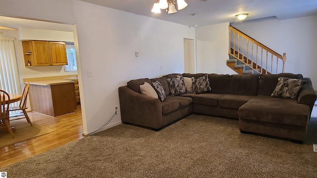 living room featuring light hardwood / wood-style flooring