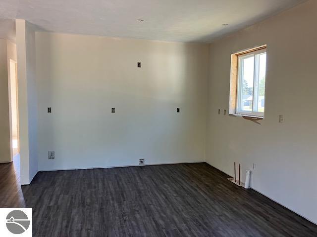 unfurnished room featuring dark wood-type flooring