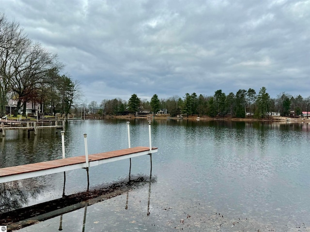 view of dock featuring a water view