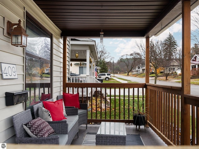 wooden deck with covered porch