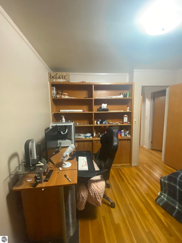 office with light hardwood / wood-style floors