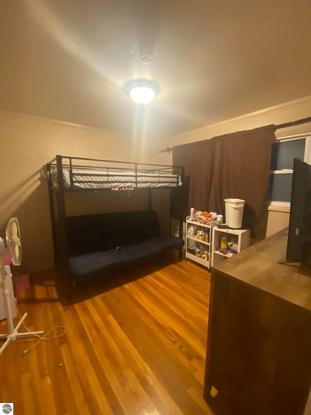 bedroom with hardwood / wood-style floors