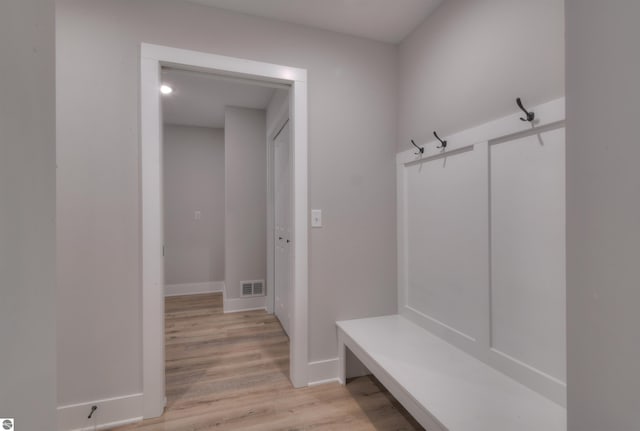 mudroom featuring light hardwood / wood-style flooring