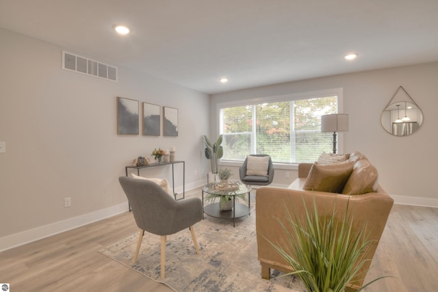 living room featuring light hardwood / wood-style flooring