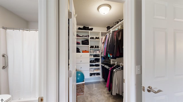 spacious closet with light carpet