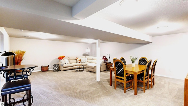 view of carpeted dining room