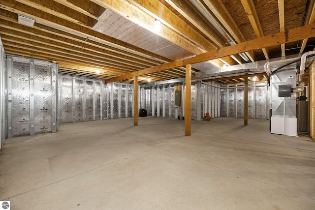 basement with electric panel