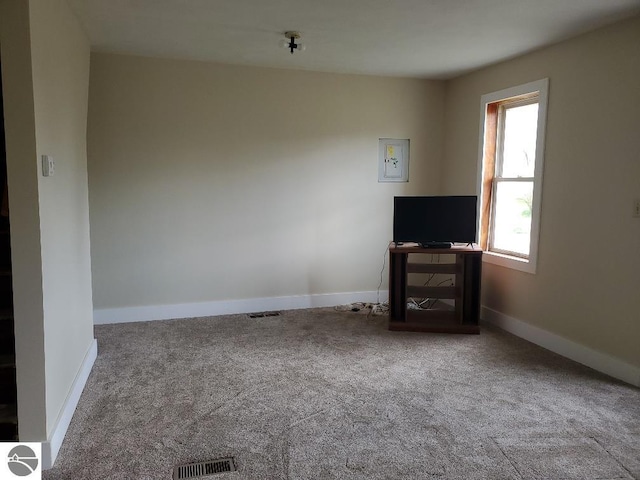 unfurnished living room with carpet flooring