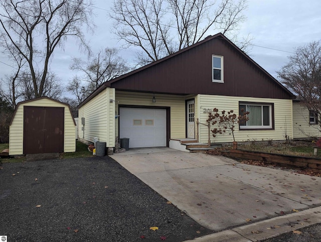 exterior space featuring a storage unit