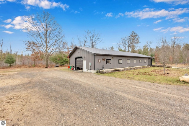 exterior space with a garage