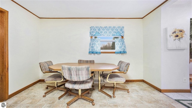 dining room with ornamental molding