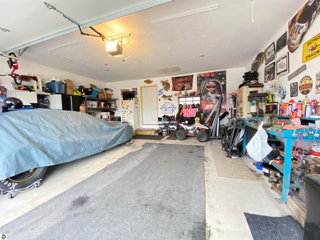 garage with a garage door opener