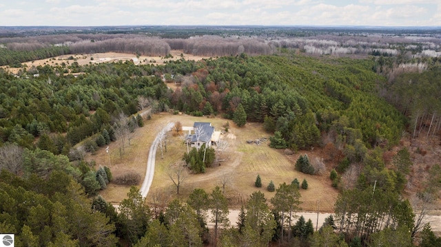 birds eye view of property featuring a rural view