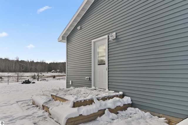 view of snow covered exterior