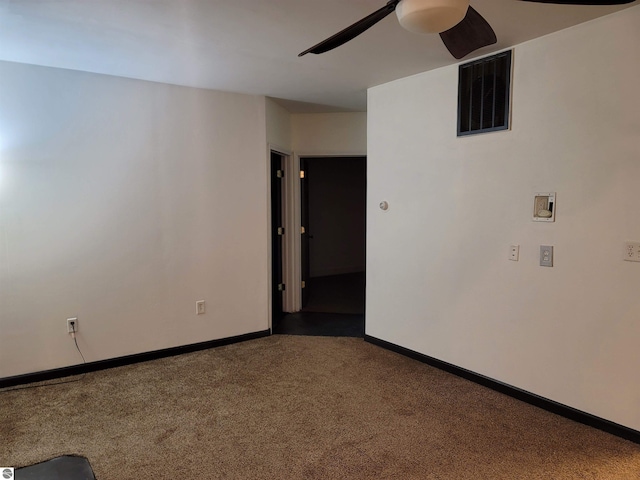 carpeted empty room with ceiling fan