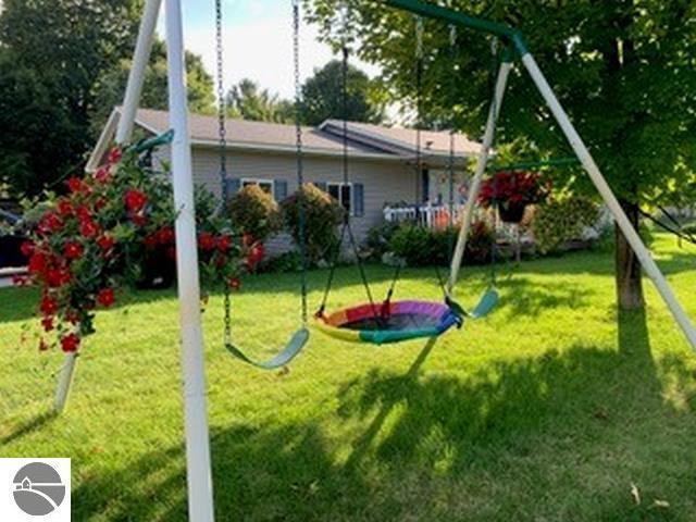 view of playground featuring a lawn