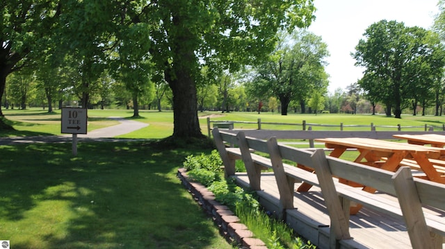 view of community featuring a lawn