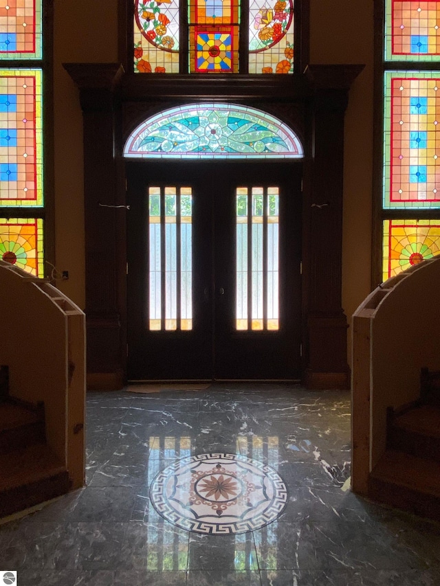 foyer featuring french doors