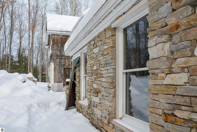 view of snow covered exterior