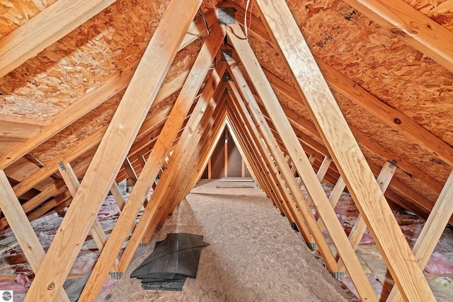 view of unfinished attic